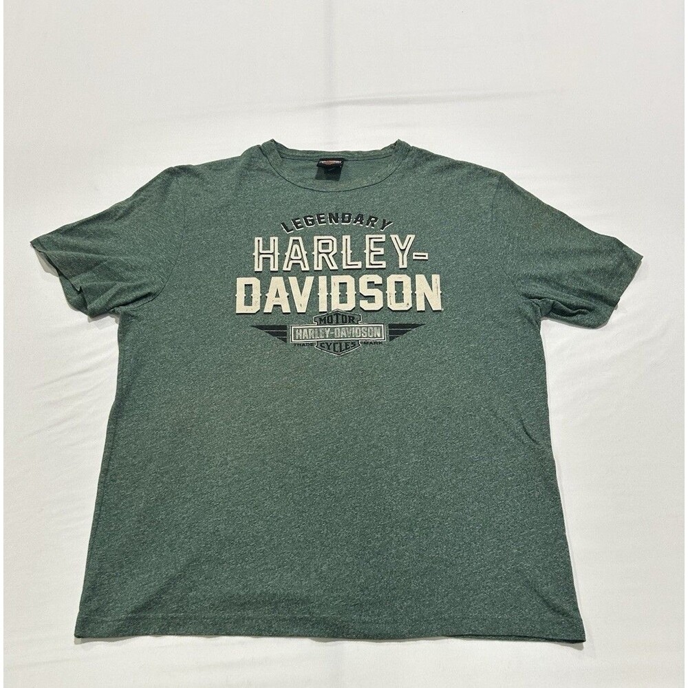 Harley Davidson Mens T-Shirt Green Short Sleeve Size XL Grizzly H-D Montana H-1
